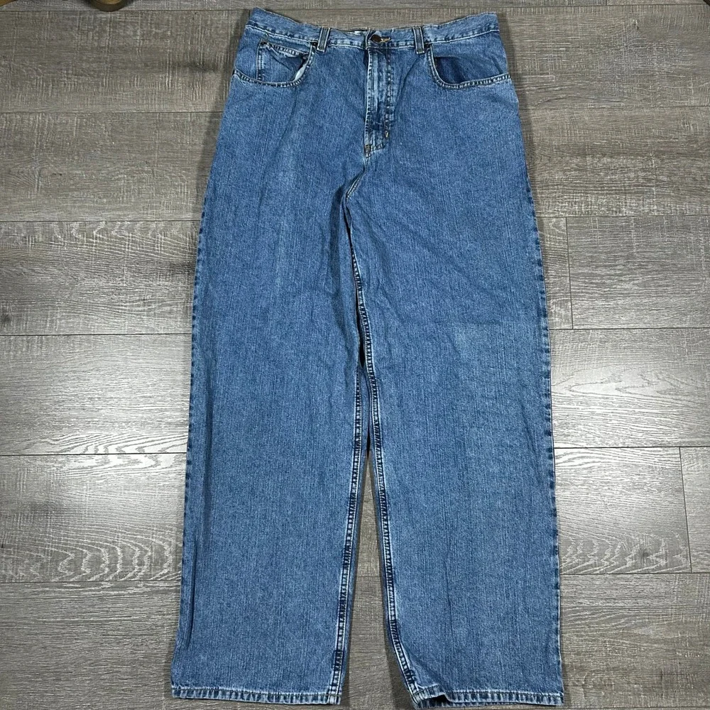 Old Navy Wide Leg Jeans Mens 36x32 Medium Wash Blue Baggy Y2K Relaxed Fit Denim